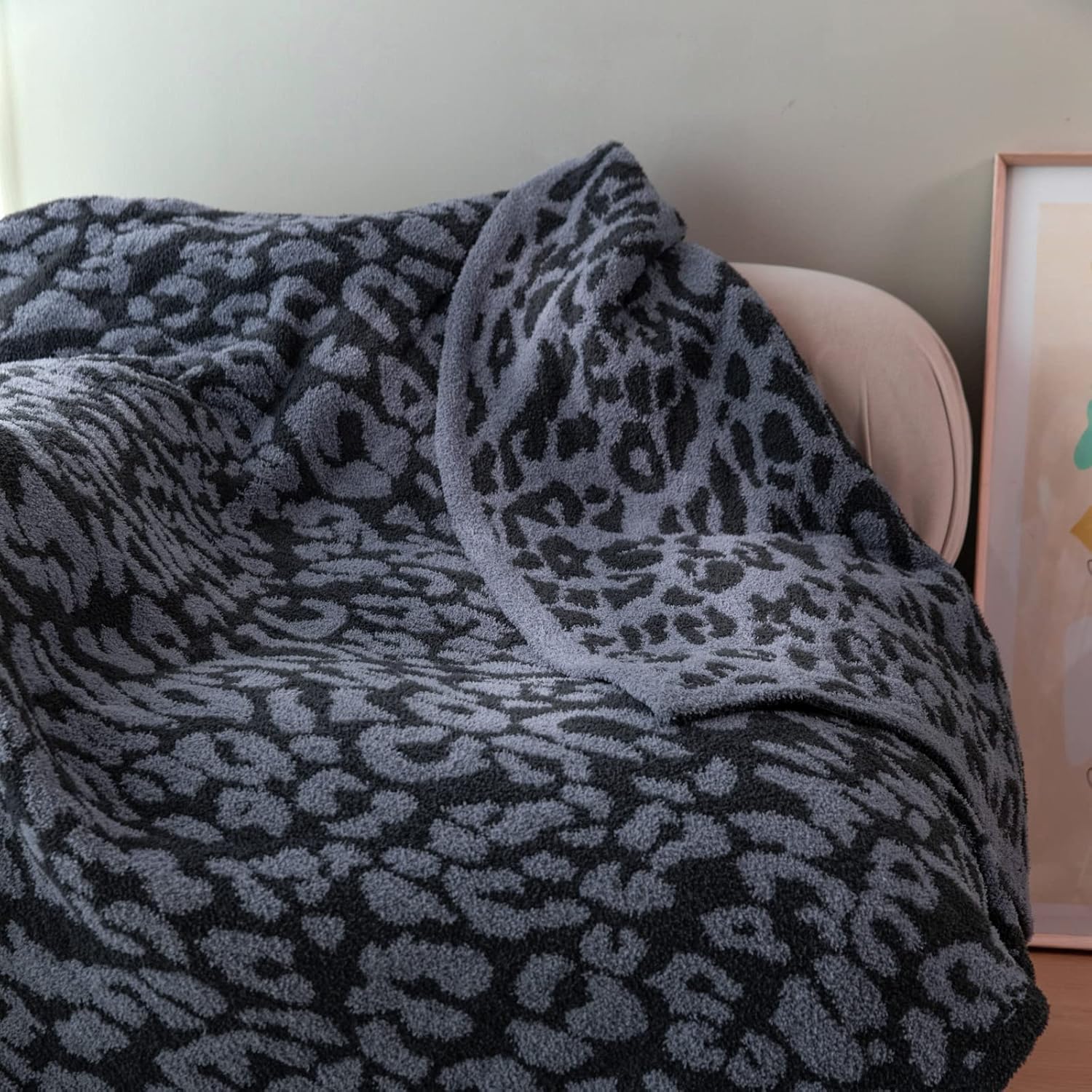 MH MYLUNE HOME Manta ultrasuave de microfelpa de leopardo (51 x 63 pulgadas,...