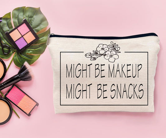 Might Be Makeup Might Be Snacks Bolsa de maquillaje divertida para cosméticos,