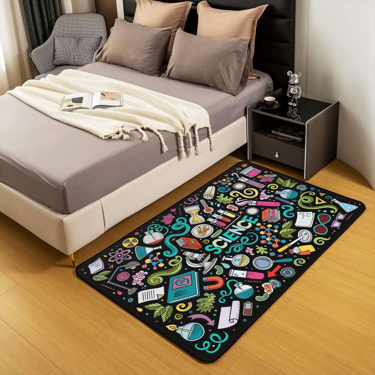 Alfombras de ciencia para sala de estar, dormitorio, alfombra de graffiti para...