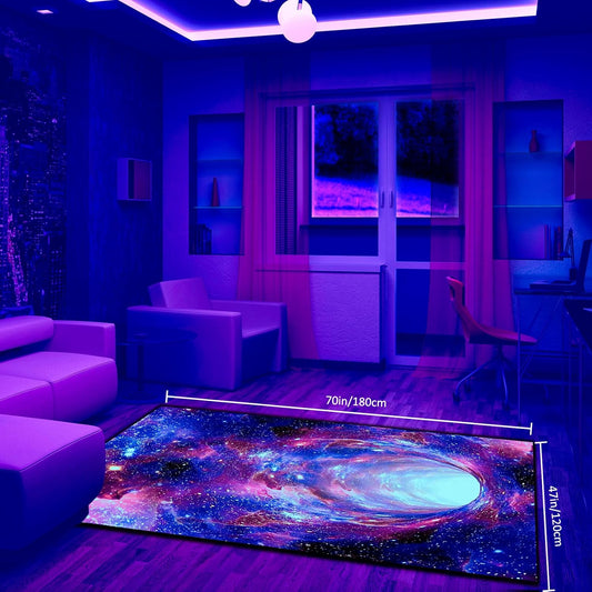 Alfombra de área Galaxy con luz negra, alfombra espacial 3D reactiva a los...