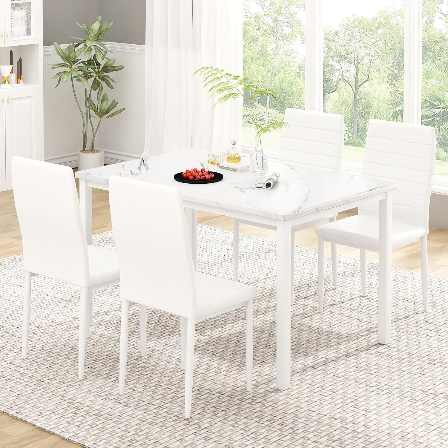 DKLGG Juego de mesa de comedor de 5 piezas, juego de mesa de comedor para 4,