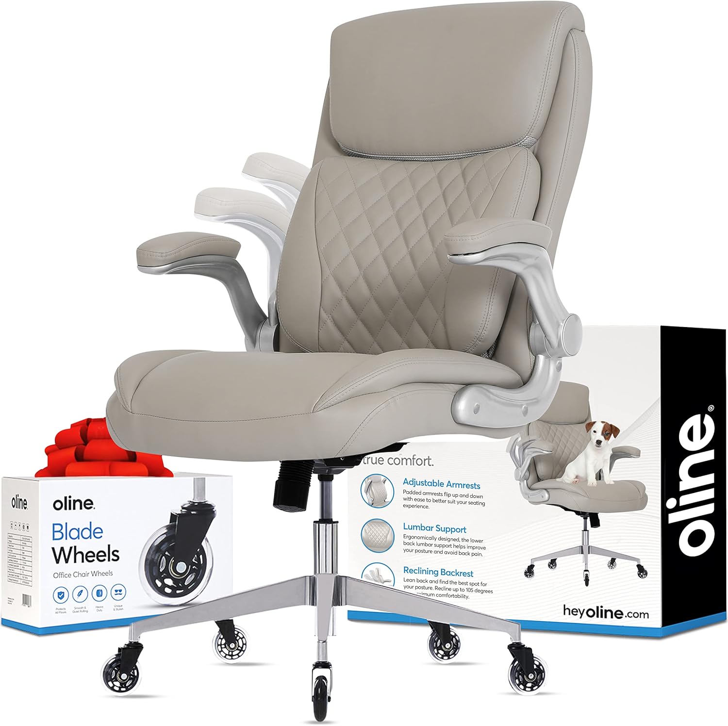 Oline Silla ergonómica de oficina ejecutiva  Silla de escritorio de piel...
