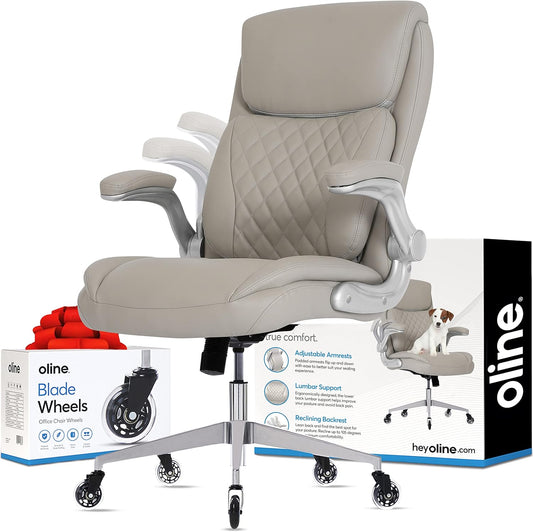 Oline Silla ergonómica de oficina ejecutiva  Silla de escritorio de piel...
