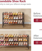 Tajsoon 3 Tier Expandable Shoe Rack for Closet, 28-41Adjustable & Stackable...