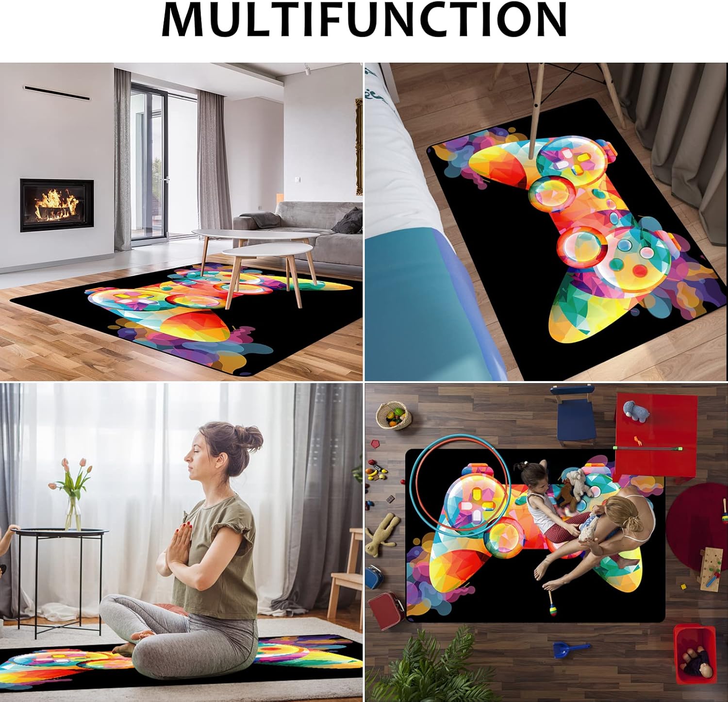 Alfombra de juego para adolescentes y niños con decoración de controlador de...