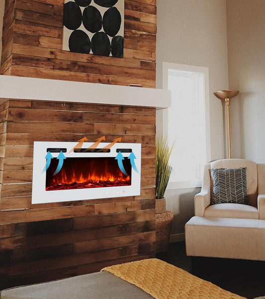 Panel de cristal para chimenea eléctrica con pantalla táctil, colorido inserto...