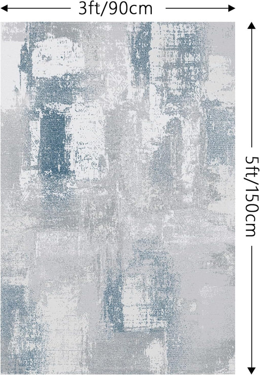 Finoren - Alfombra artística abstracta de 3 x 5 pies, para dormitorio, sala de...