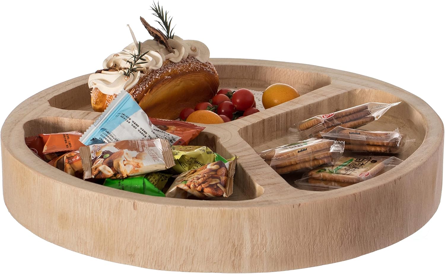 Vintiquewise Bandeja redonda de 3 secciones para mesa de comedor y decoración...