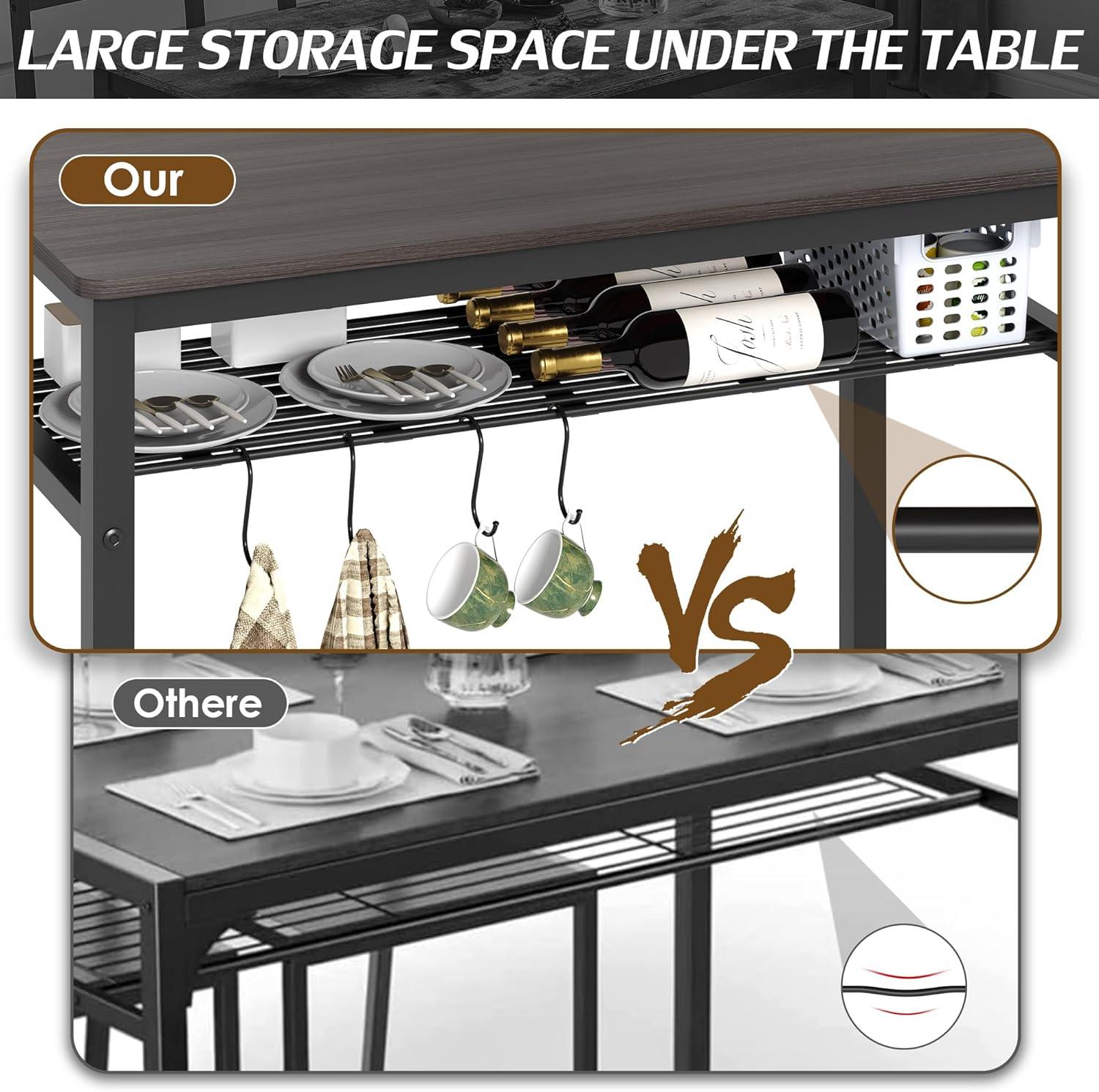 Juego de mesa de comedor para 4, mesa de cocina con 2 sillas y 1 banco, juego