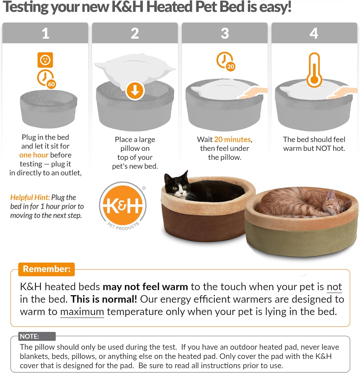 K&H Pet Products Thermo-Kitty - Cama térmica para gatos de interior, cama...