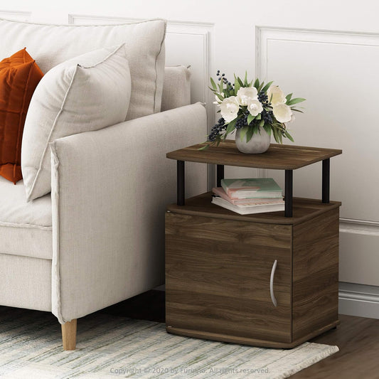 Furinno JAYA - Mesita de noche para sofá lateral con puerta, paquete de 1,...