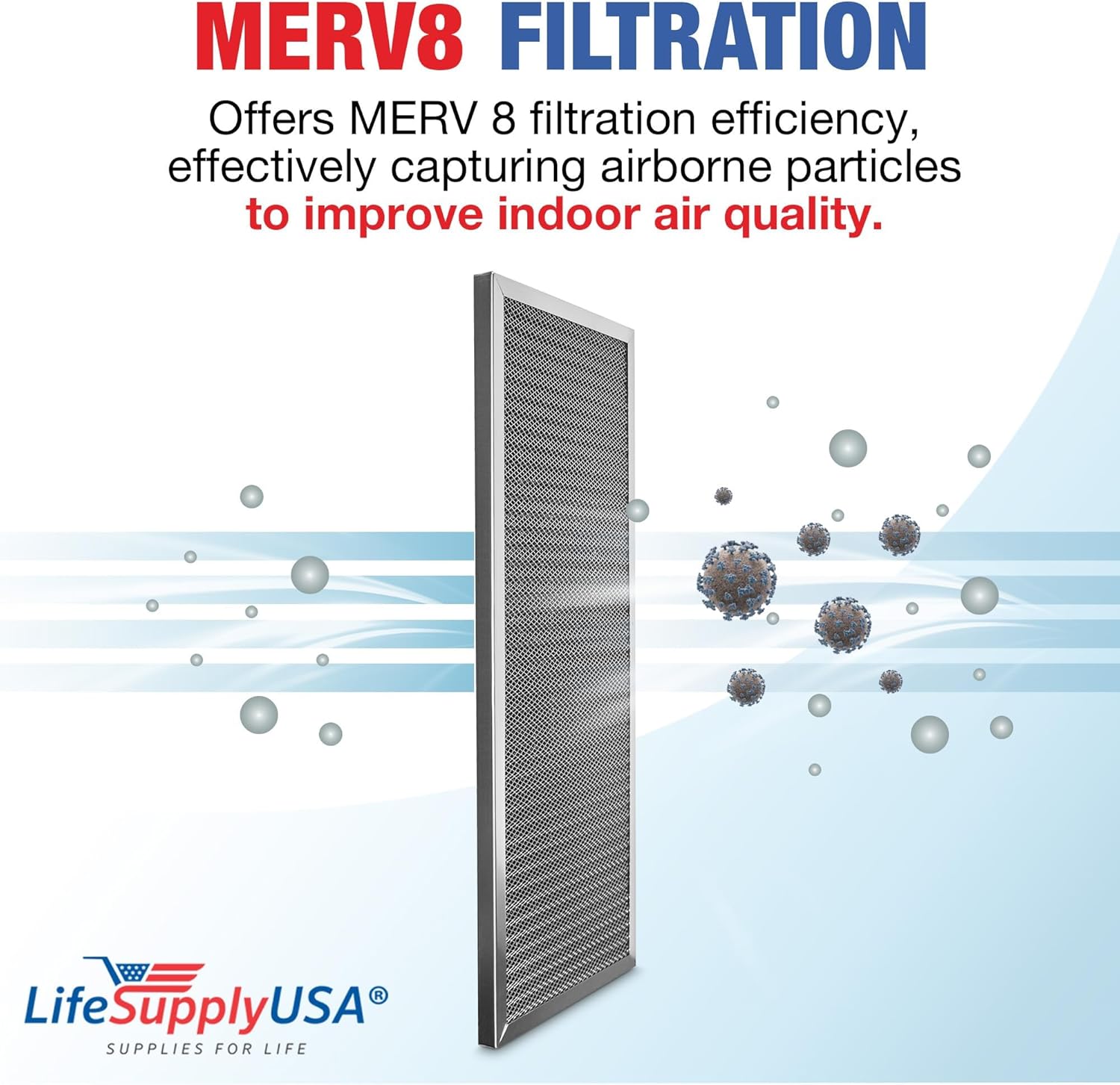 LifeSupplyUSA MERV 8 - Filtro de aire electrostático de 12 x 30 x 1 pulgadas,...