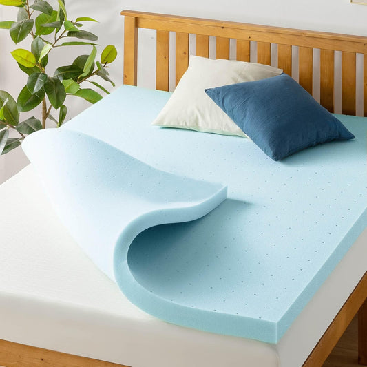 Cubrecolchón de espuma viscoelástica de gel de 2.5 con cuello ventilado