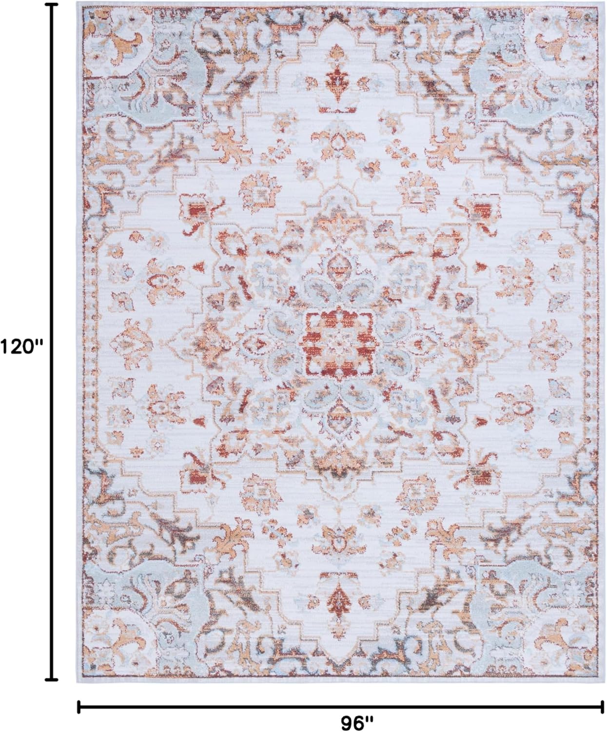 Tucson Collection Alfombra de área de 8 x 10 pies, diseño persa elegante y