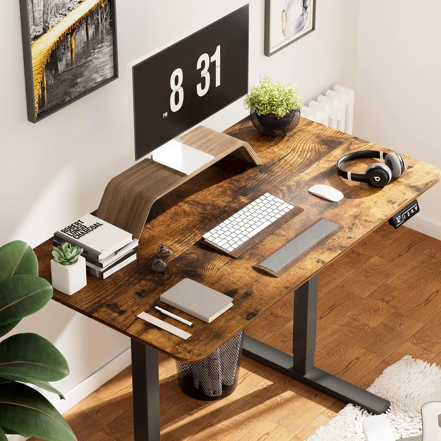 Escritorio eléctrico de pie ajustable en altura, mesa de computadora de 40