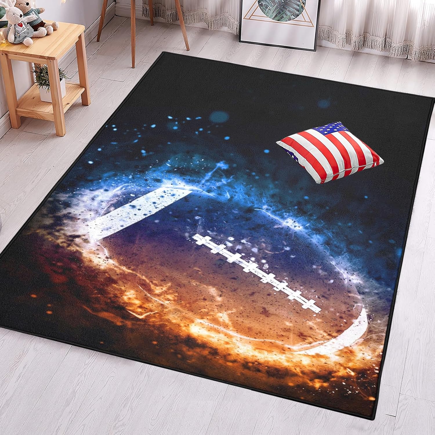Alfombra de fútbol americano, moderna, grande, impresa en 3D, alfombra de rugby...