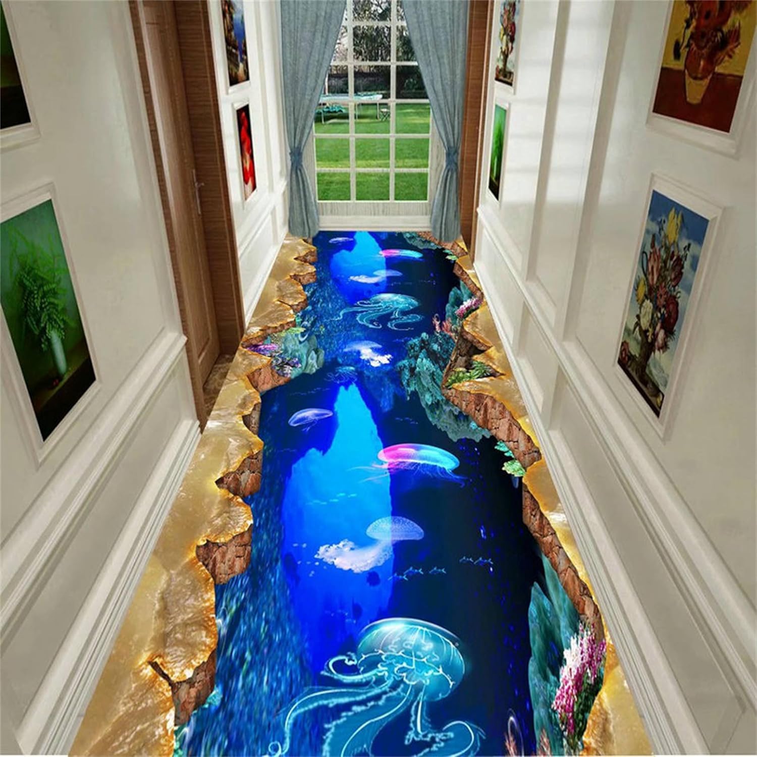 Alfombra de corredor de animales marinos, 2.6 x 10 pies, hermosa alfombra 3D de...