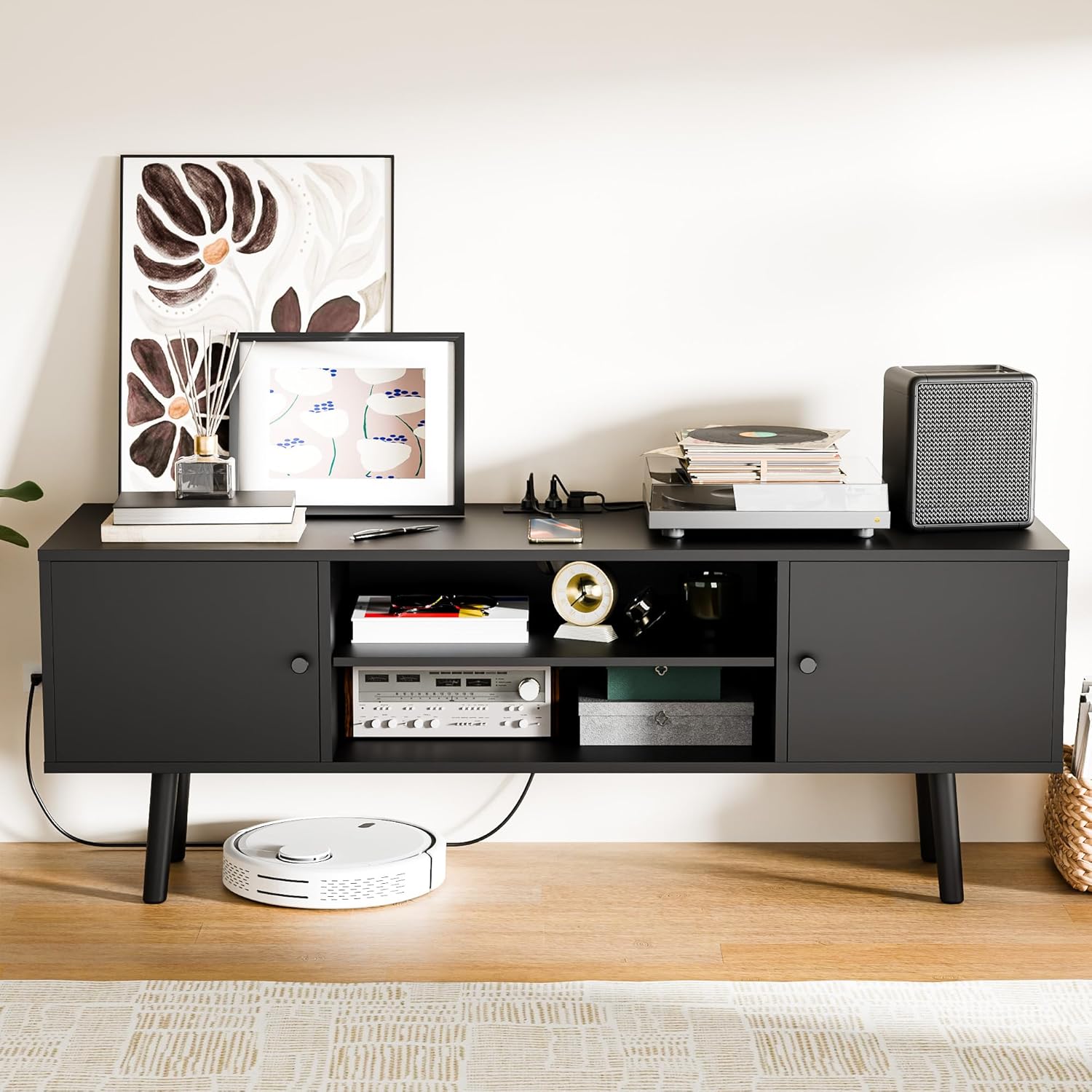 Cozy Castle Moderno soporte de TV para TV de 60 pulgadas, consola de TV para...