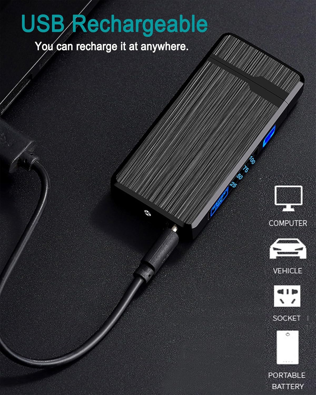 Encendedor eléctrico, encendedor recargable por USB, encendedor de plasma de...