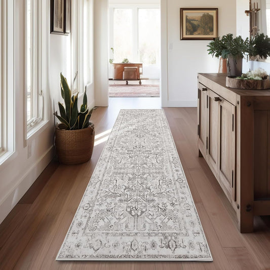 jinchan Alfombra de pasillo lavable de 2' x 8', bohemia y rural, antideslizante