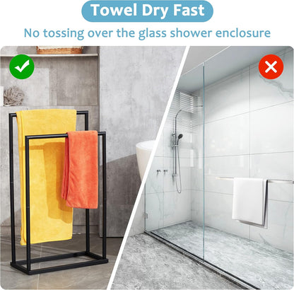 Toalleros para baño, 2 niveles de acero inoxidable para toalla de baño, estante