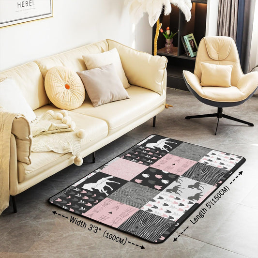 Alfombra de unicornio para niñas, de 3 x 5 pies, antideslizante, con diseño de...