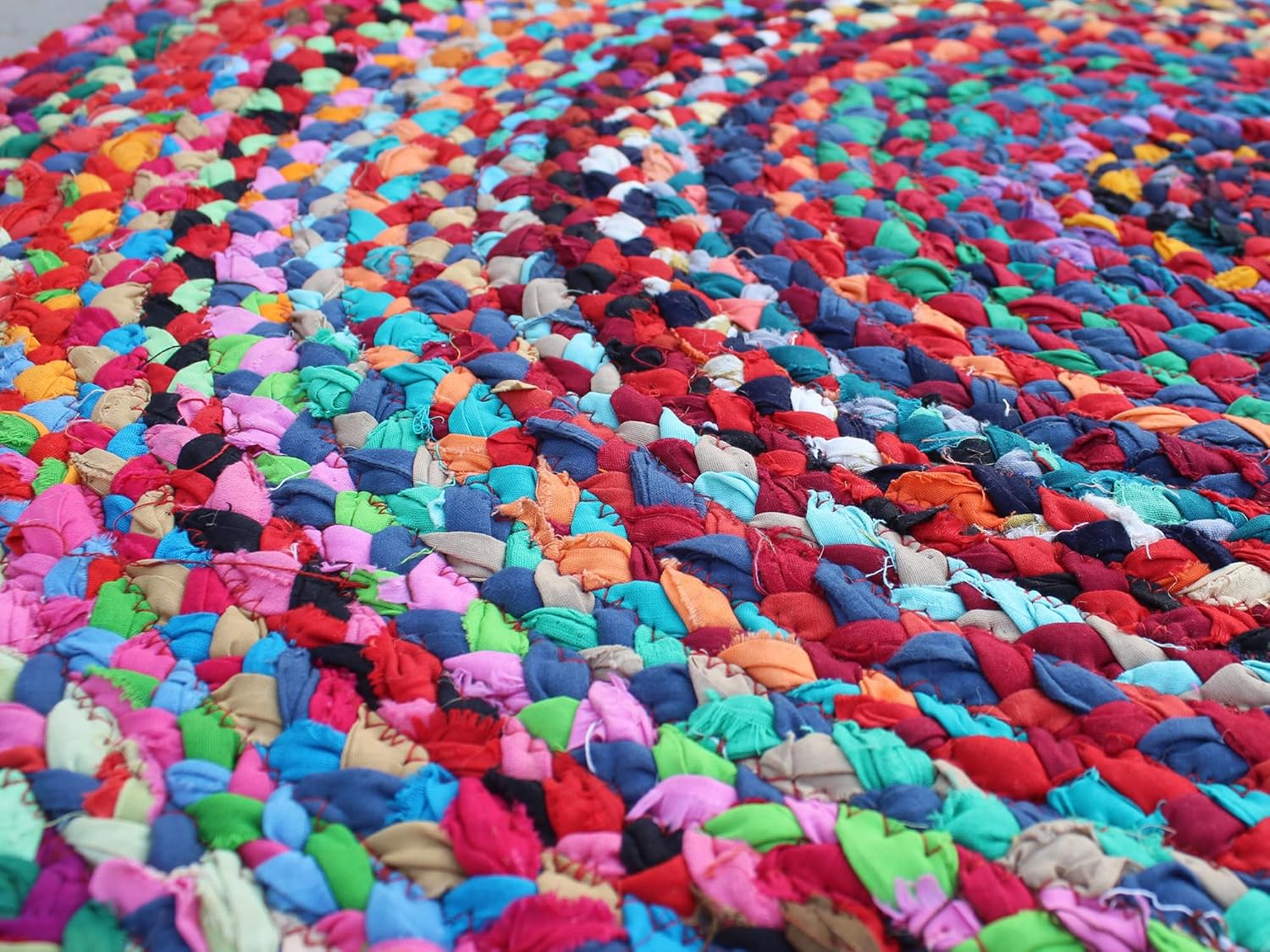 Alfombra de tela de algodón multicolor, almohadilla tejida a mano, alfombra de...