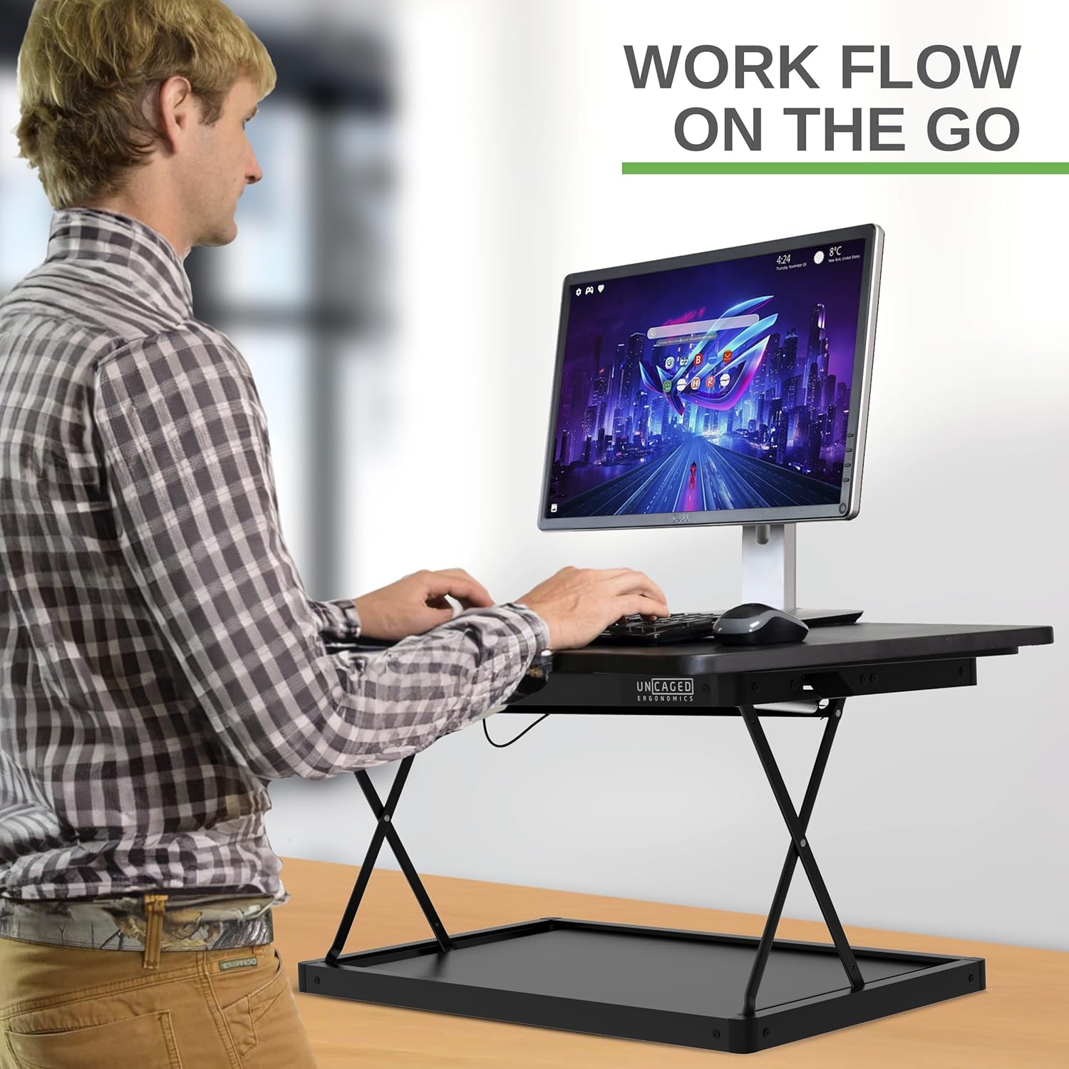 CHANGEdesk MINI - Convertidor de escritorio pequeño de pie de altura ajustable,...