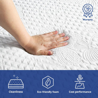 Colchón de espuma viscoelástica con infusión de gel ventilado de 10 pulgadas,
