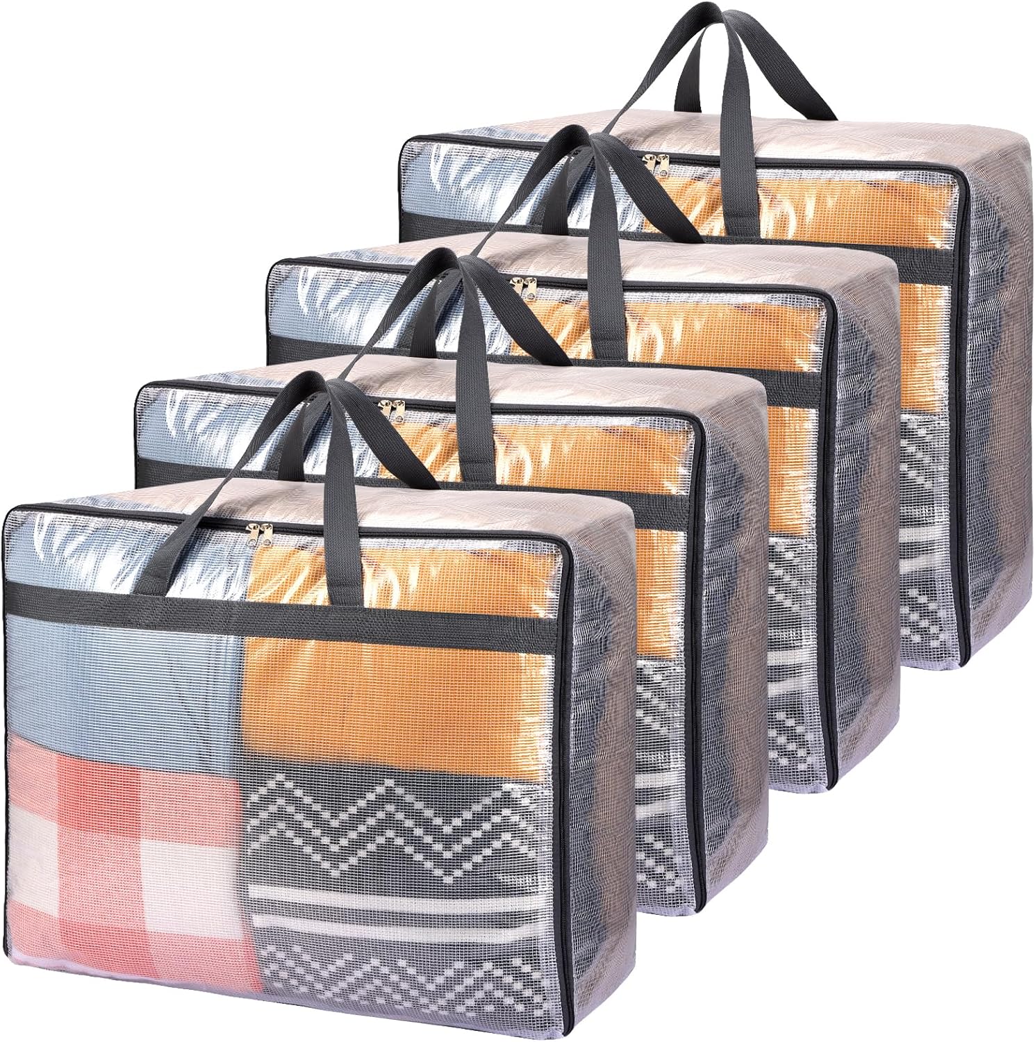 Fixwal Paquete de 4 bolsas de almacenamiento para mantas, 75 l, bolsas de...