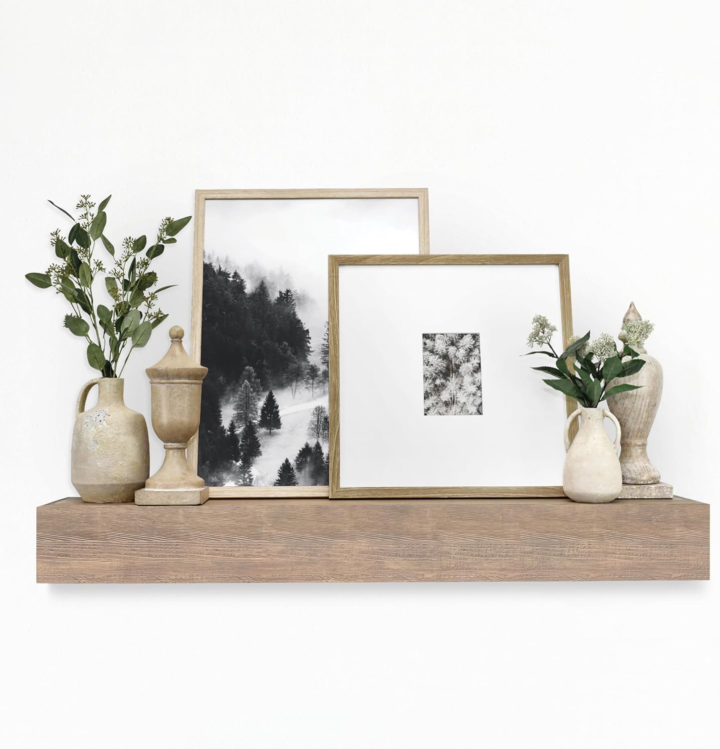 Master & Co - Mantel flotante de madera maciza de madera maciza con diseño...