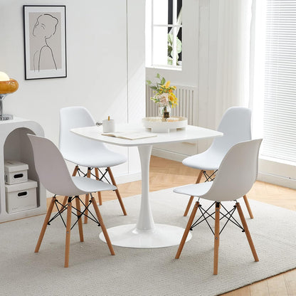 Mesa de comedor de tulipán con pedestal cuadrado blanco de 31.5 pulgadas, mesa