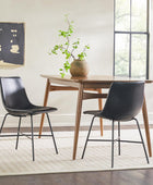 Walker Mid-Century Silla de comedor tapizada moderna con base en X de metal,