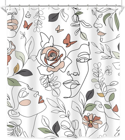 Riyidecor Cortina de ducha abstracta para mujer, para decoración de baño, 60