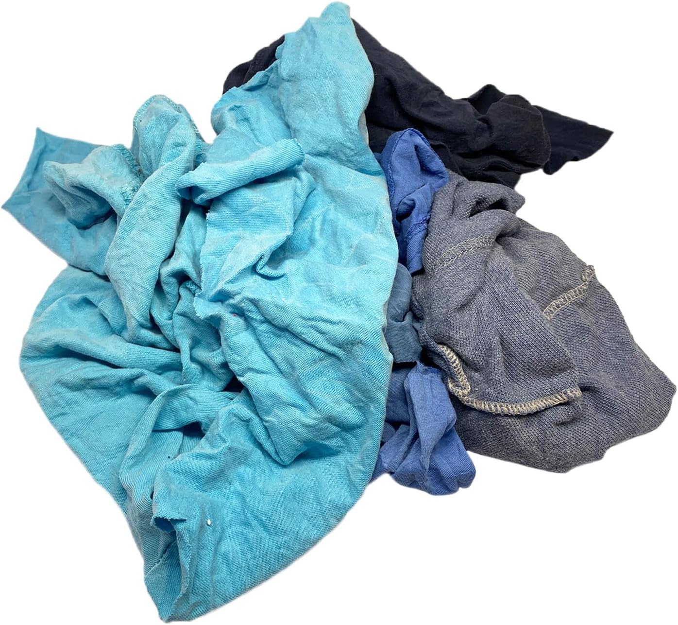 Camiseta de punto de color reciclado, trapos de limpieza en una caja, paños