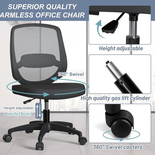 Silla Giratoria Ergonómica De Escritorio, Ajustable Y Soporte Lumbar KIZECK, Negro