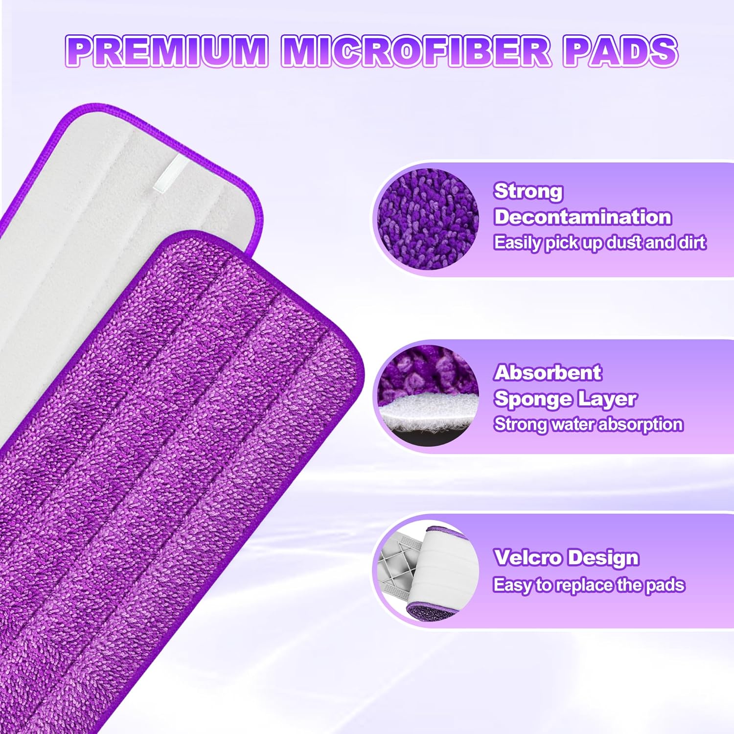 Paquete de 6 almohadillas reutilizables para trapeador Swiffer PowerMop,...