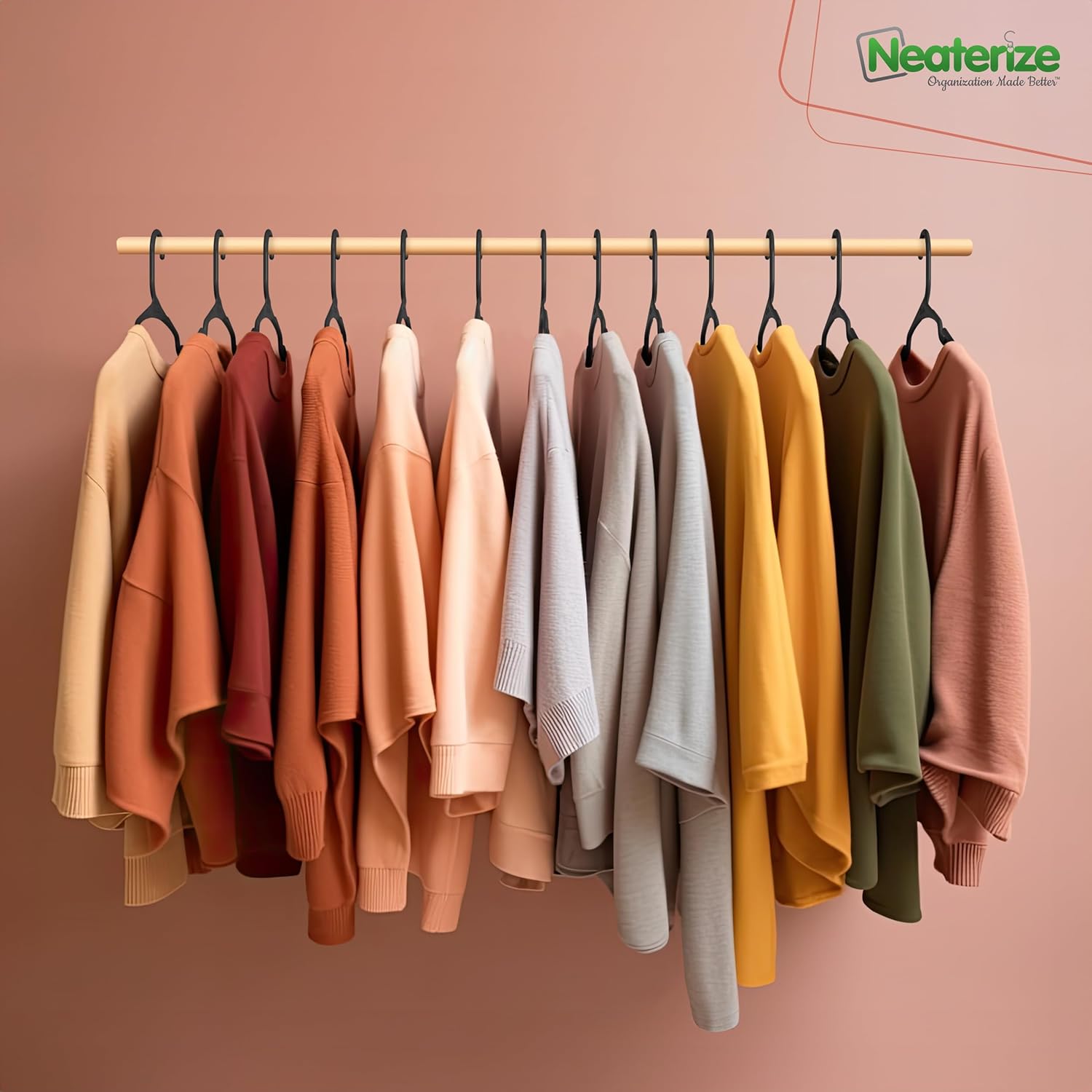NEATERIZE Perchas de plástico para colgar ropa para adultos, paquete de 100...