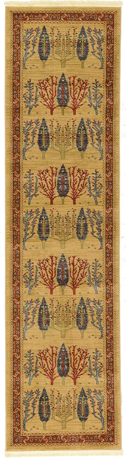 Fars Collection Alfombra moderna de diseño botánico inspirado en tribal, 2 pies
