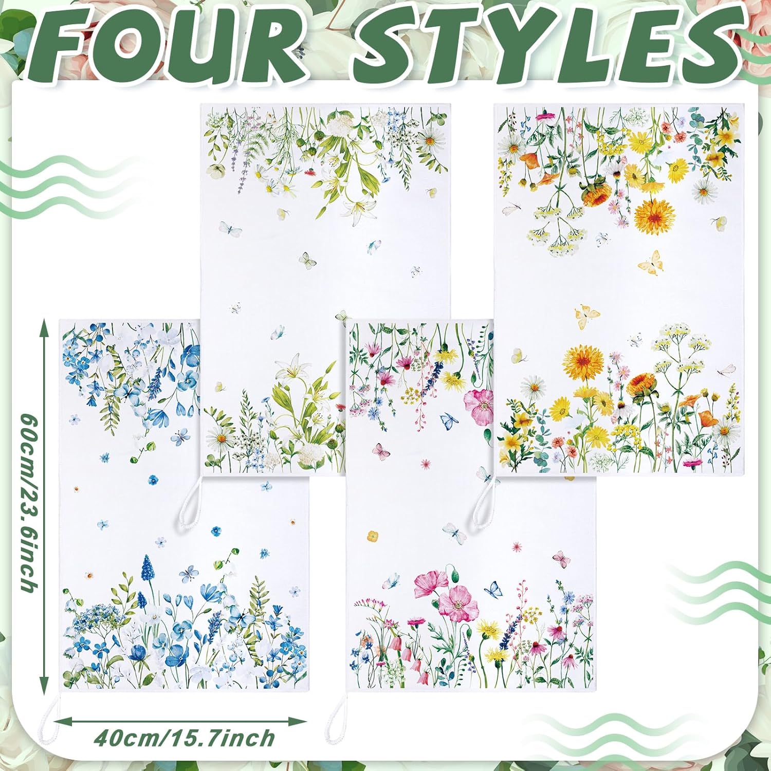 Geyoga 6 paños de cocina florales de Navidad, flamenco, toallas de mano,...