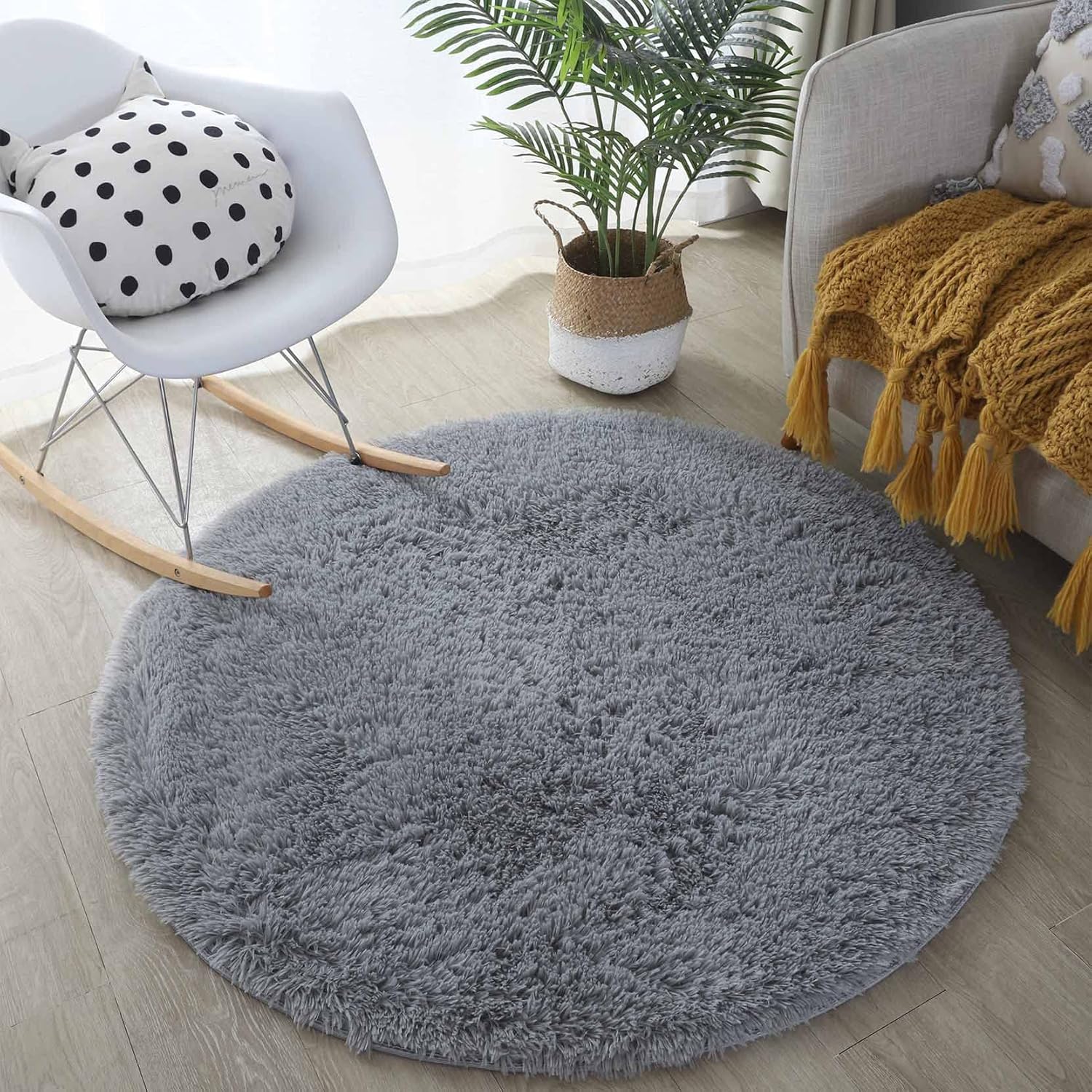 Alfombra mullida para dormitorio, 4 x 4 pies, alfombra suave para habitación de