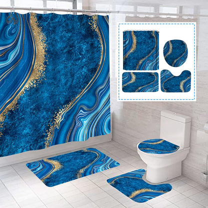 Juego de 4 cortinas de ducha de mármol de lujo, juegos de baño con cortina de