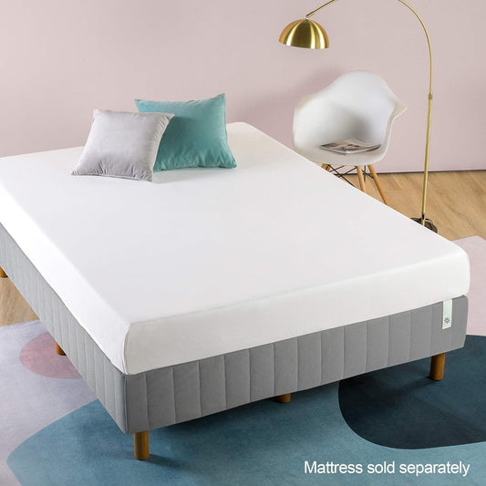 Colchón Justina con somier tipo plataforma y patas, Acero Tela Madera, Gris