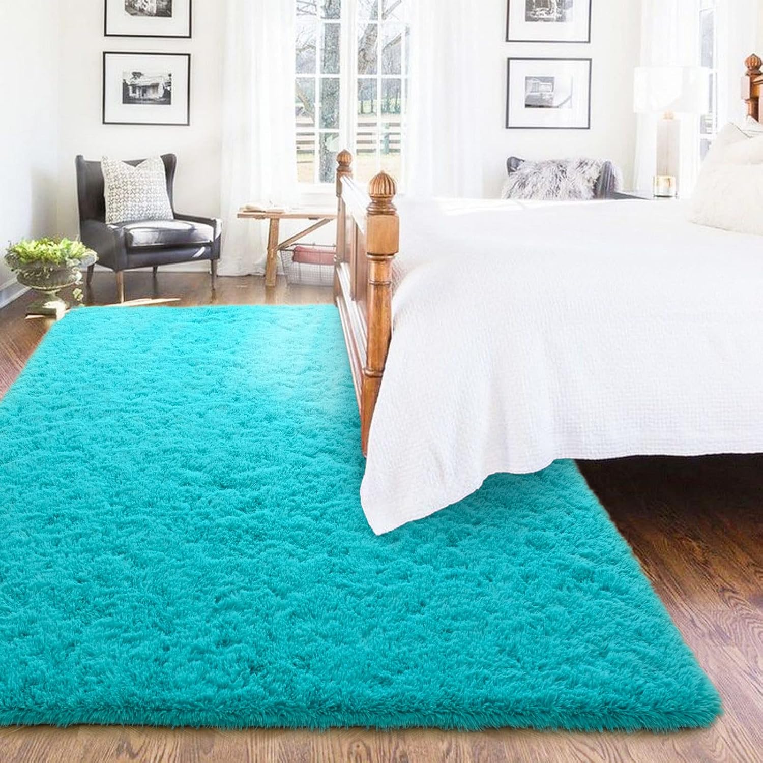 ISEAU Alfombra de área mullida, lanuda y cómoda para interiores, dormitorio de...