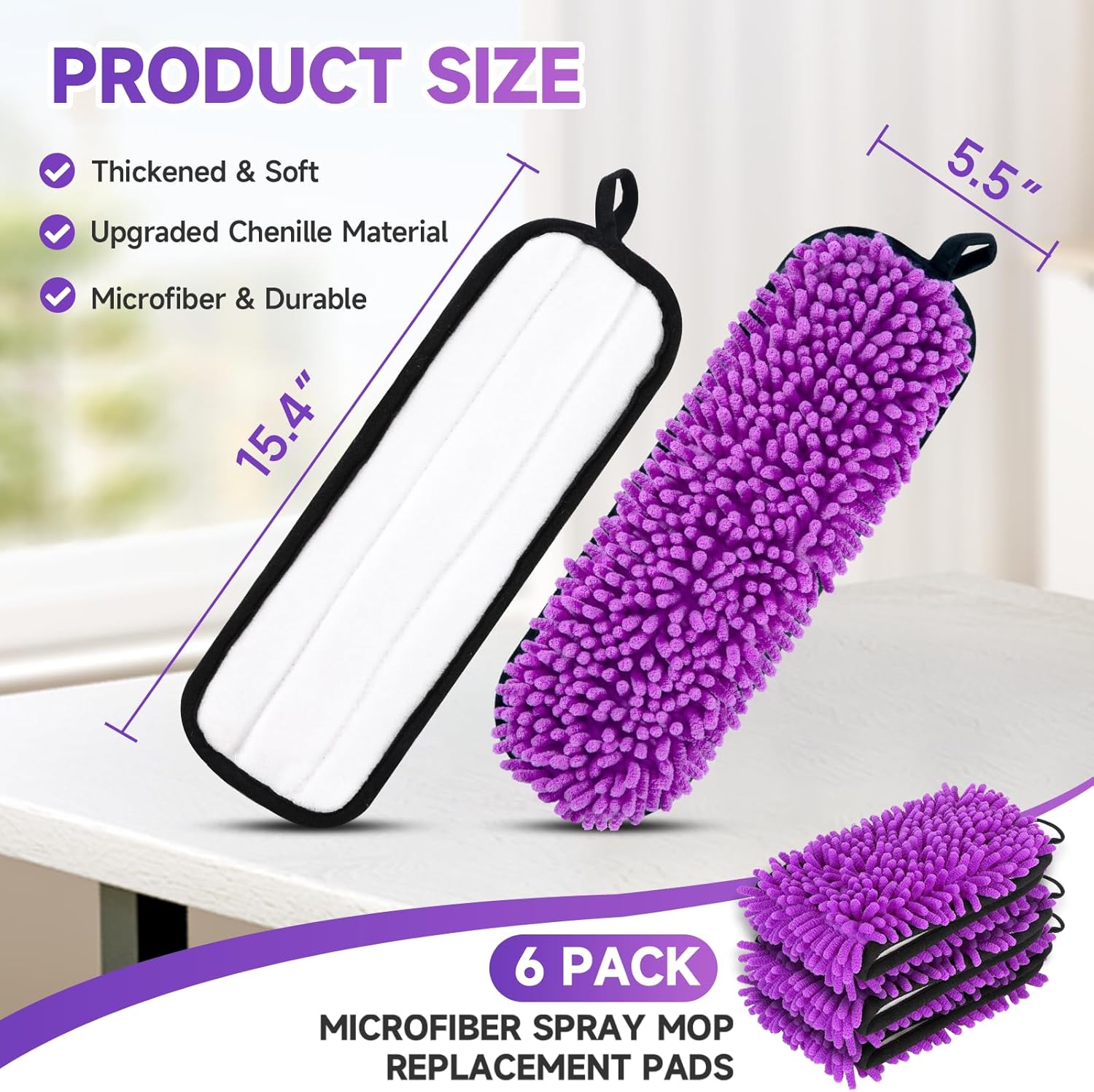 Paquete de 6 almohadillas de repuesto reutilizables compatibles con Swiffer...