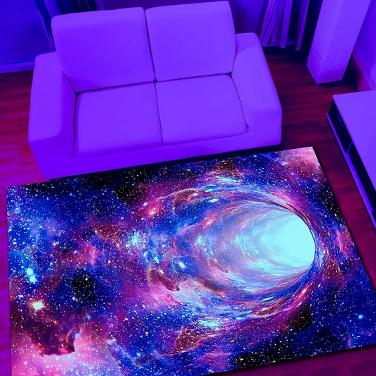 Alfombra de área Galaxy con luz negra, alfombra espacial 3D reactiva a los...