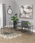 SD STUDIO DESIGNS Camber Elite Mesa de centro redonda de metal y vidrio, 28...