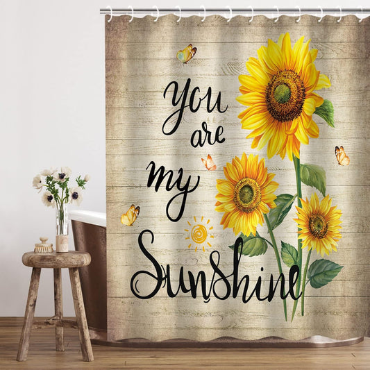 Cortina de ducha de girasol, juego de cortinas de ducha rústicas florales de...
