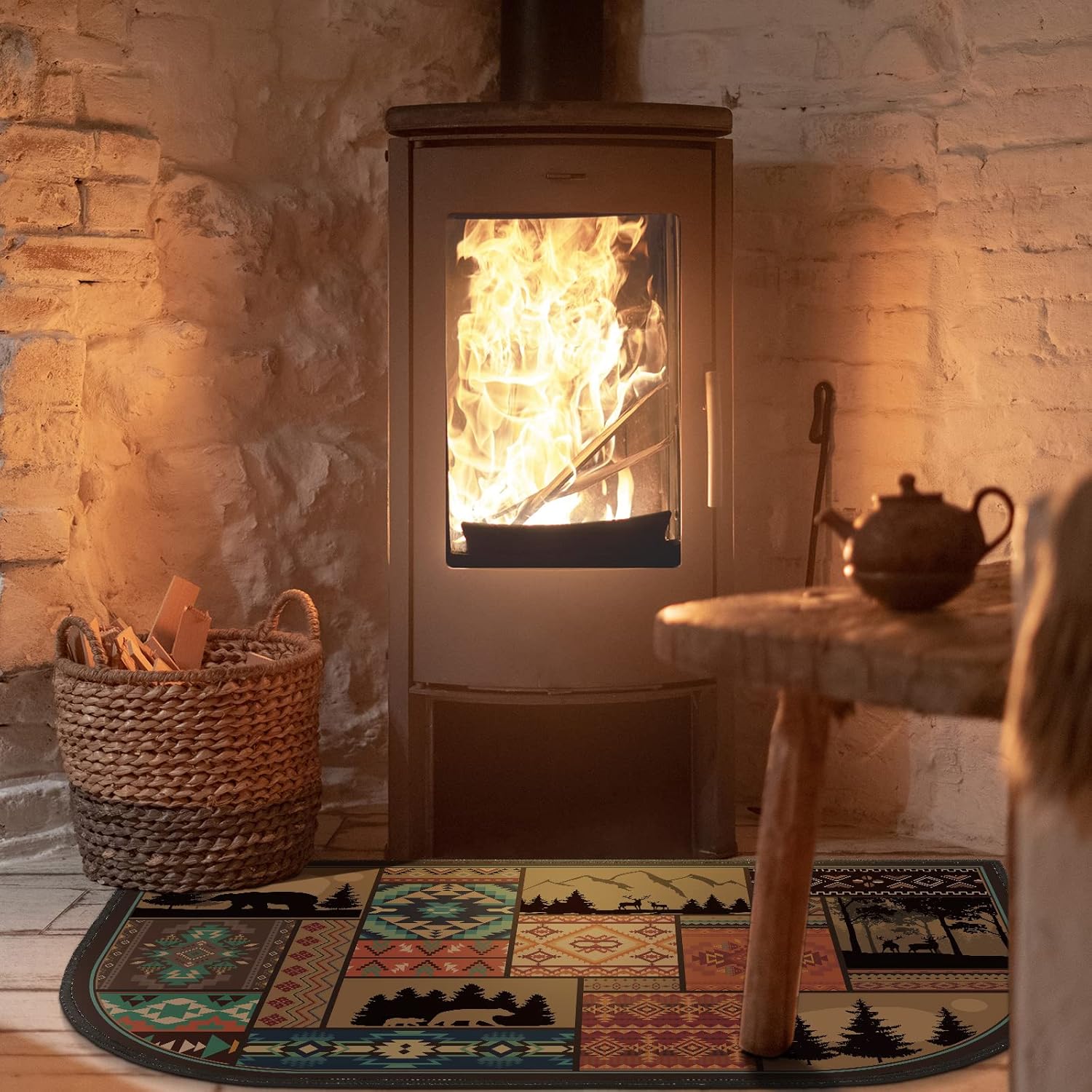 Demissle Alfombra para chimenea, chimenea, cabaña, suroeste, ignífuga,...