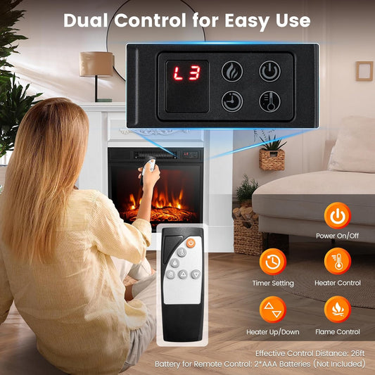 S AFSTAR Chimenea eléctrica con chimenea, calentador de chimenea de 1400 W y 32...